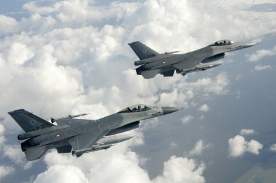QRA F16 van Vlb Leeuwarden gescrambeld boven Nederland