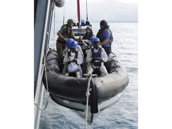 RFA Fort Victoria disembarks pirates for prosecution in the Seychelles