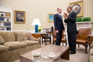 Le président Obama reçoit le Premier ministre ukrainien Yatsenyuk (crédit : Maison Blanche : USA) 