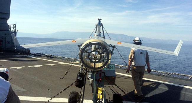 the Scan Eagle on the deck of the Galicia (credit: Spanish Navy)