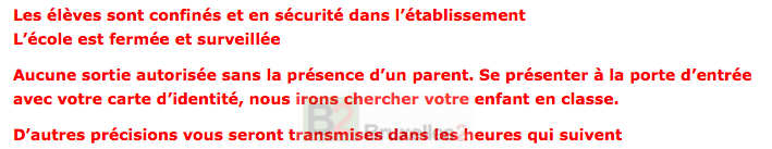 La consigne affichée sur le net ou envoyée aux parents dans les écoles bruxelloises (crédit : CE)