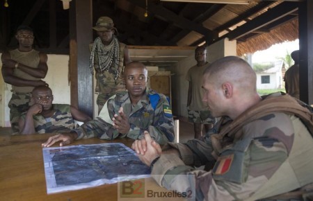 Point de situation entre la MINUSCA Et le GTIA Magenta à N'Gakobo (près de Bambari) (crédit : Etat-Major des armées / ECPA)